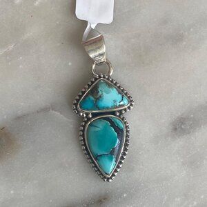 NEW Tibetan Turquoise Totem and Sterling Silver Pendant